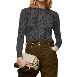 Whistles Animal Burnout Crew Neck Top